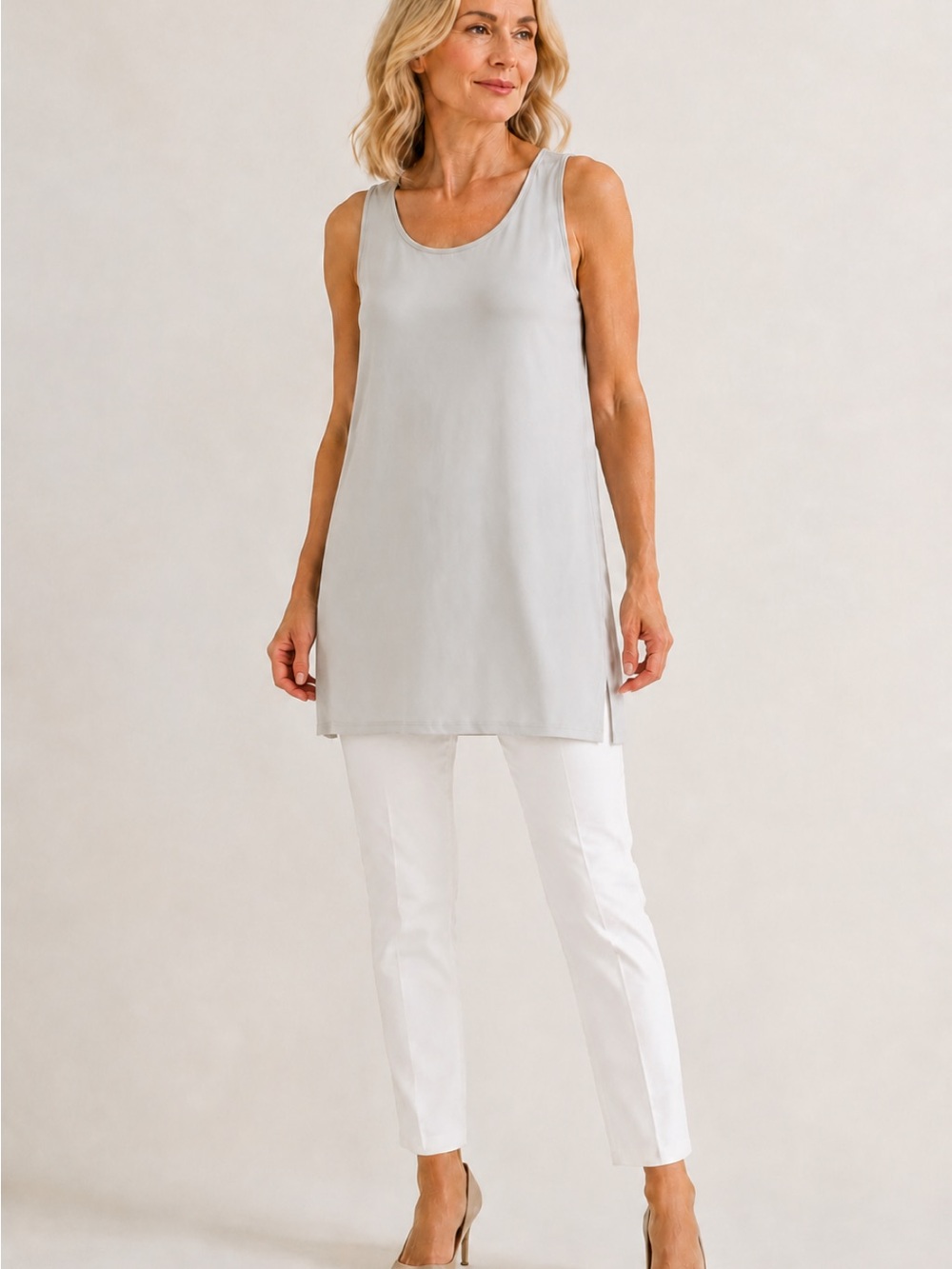 Eileen Fisher Light Gray Sleeveless Tunic